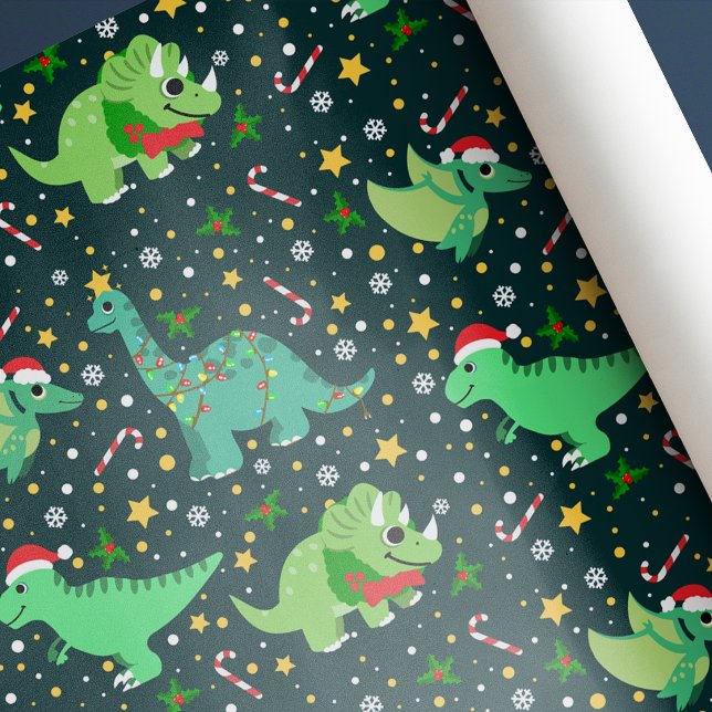 Papel De Presente Dinossauros de Natal Engraçados (Criador carregado)