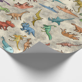 Papel De Presente Dinossauros e Animais Pré-Históricos