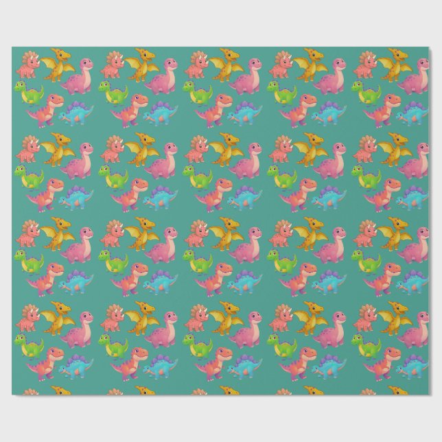 Papel De Presente Dinossauros Ilustrados (Aberto)