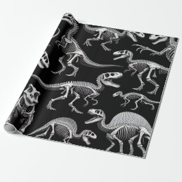 Papel De Presente Dinossauros Skeletons Brancos Fósseis