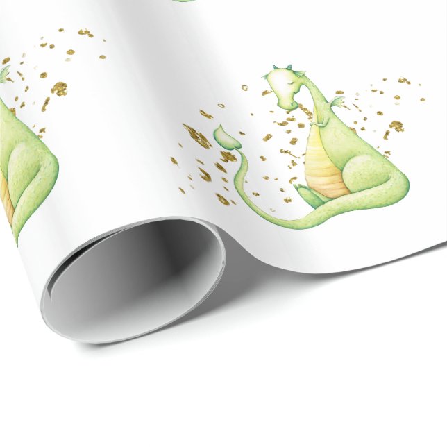 Papel De Presente *~* Dinossauros verdes e doces adormecidos (Ponta do rolo)