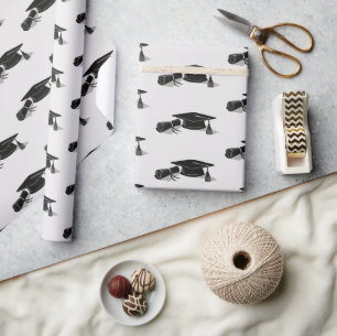 Papel De Presente Diploma de Boné Formando (preto)