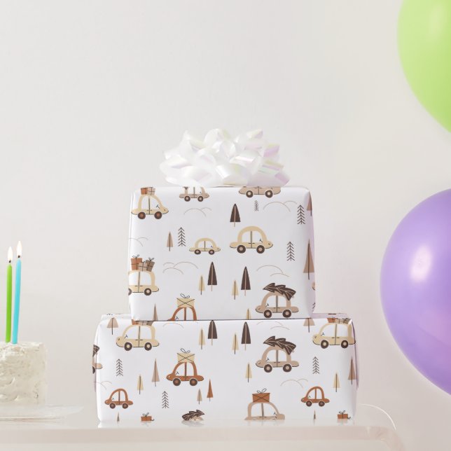 Papel De Presente Dirigindo para casa para o padrão de natal (Presentes para festas)