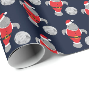 Papel De Presente Disco Ball Papais noeis Manatee Natal