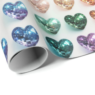 Papel De Presente Disco Ball Pride Heart Wrap