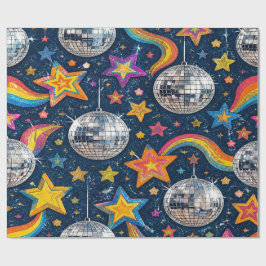 Papel De Presente Disco Ball Stars Wrap