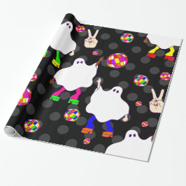 Papel De Presente disco halloween africano fantasma preto