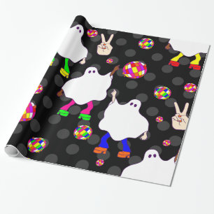 Papel De Presente disco halloween africano fantasma preto