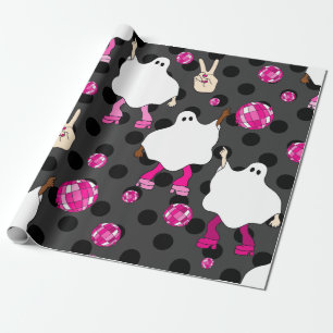 Papel De Presente disco halloween africano fantasma rosa