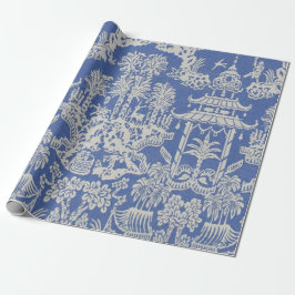 Papel De Presente Dissociação de Chinoiserie Azul e Branco Chinês