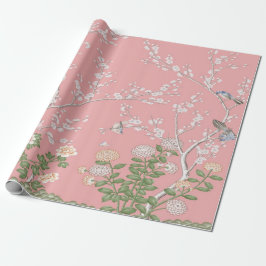 Papel De Presente Dissociação de Chinoiserie Rosa