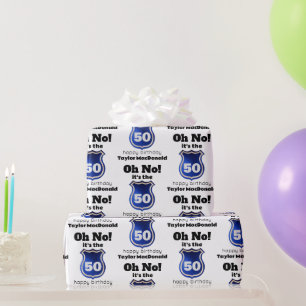 Papel De Presente Distintivo de Policial Engraçado de 50º Aniversári