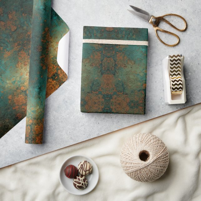 Papel De Presente Distressed Patina Copper Vintage Ephemera  (Artesanato)
