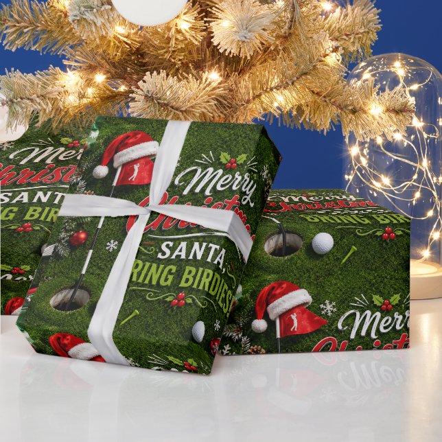 Papel De Presente Dito engraçado de Natal de golfe em grama verde (Feriados)
