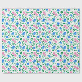 Papel De Presente Ditsy Preppy Grandmillenial Rosa