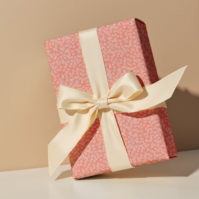 Papel De Presente Ditsy White Daisies & Cobalt Leaves – Mini Floral (Criador carregado)