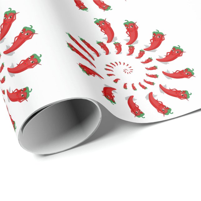 Papel De Presente Diva Pimenta Vermelha Espiral Grande (Ponta do rolo)