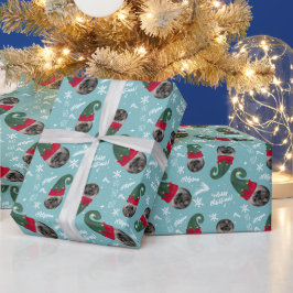 Papel De Presente Diversão alegre da ilustração do elf de Natal