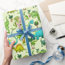 Papel De Presente Diversão com Dinossauros para Crianças