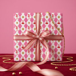 Papel De Presente Diversão Cor-de-Rosa Fa La La Festiva Alegre Balle