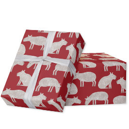 Papel De Presente Diversão de Capybara Red Natal