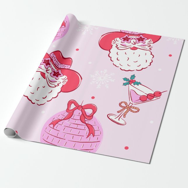 Papel De Presente Diversão de Férias do Papai Noel Cowboy (Desenrolado)