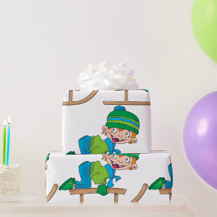 Papel De Presente Diversão de Inverno de Arrebatamento de Neve Bonit