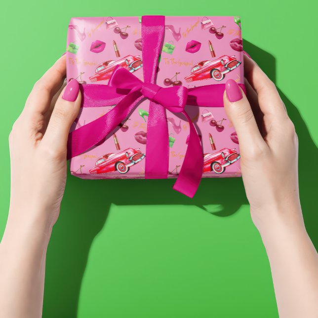 Papel De Presente Diversão 'É Época' Glam Rosa e Verde Natal (Cheeky Fun 'Tis The Season' Pink and Green Gift Wrapping Paper )