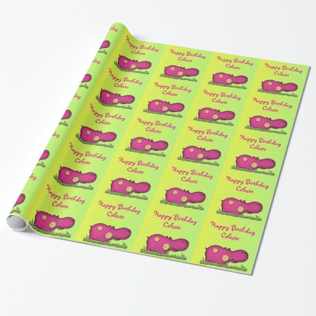 Papel De Presente diversão hippo (Desenrolado)