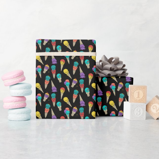 Papel De Presente Diversão Melty Summer Gótico Sorvete do crânio pre (Chá de bebê)