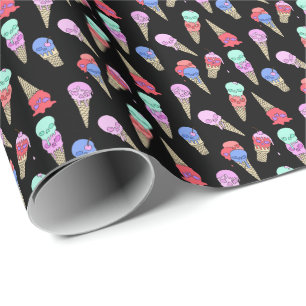 Papel De Presente Diversão Melty Summer Gótico Sorvete negro