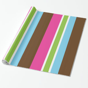 Papel De Presente Diversão Multi Cores Listras Coloridas e Vibrantes