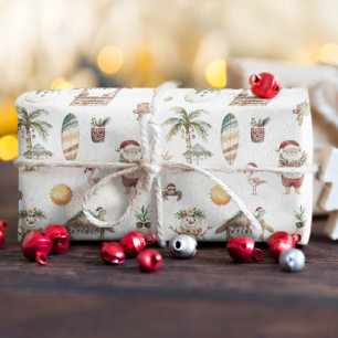 Papel De Presente Diversão Natal Tropical Personalizado