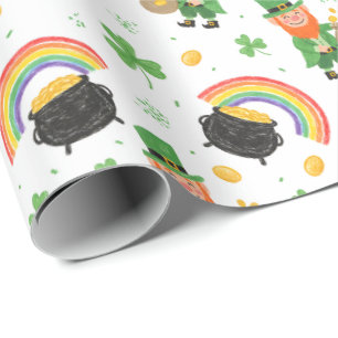 Papel De Presente Diversão no Estilo de Colorir Infantil no Dia de S