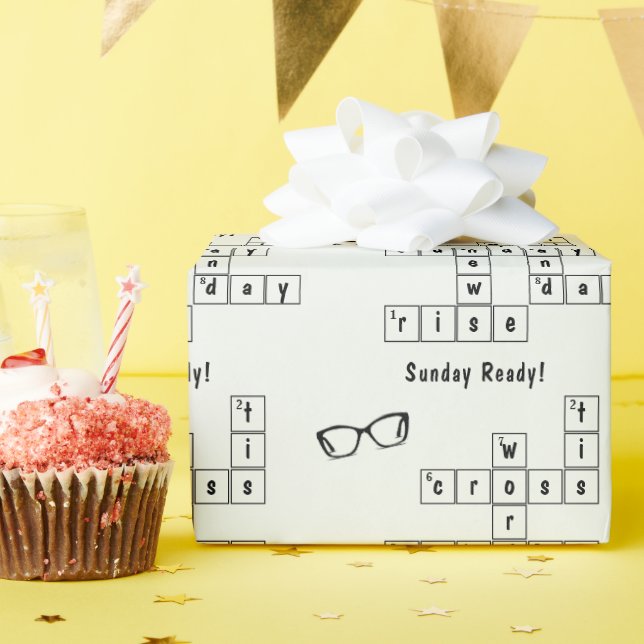 Papel De Presente Diversão "Pronto para Domingo"! Crossword Eyeglass (Festa de aniversário)