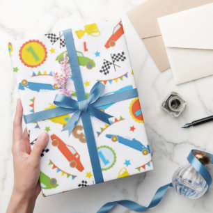 Papel De Presente Diversão Race, padrão de carros, festa de menino