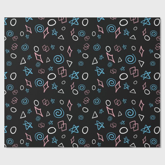 Papel De Presente Diversão repetindo padrão nas cores trans flag! (Aberto)