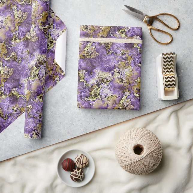 Papel De Presente Diversão Rosa Violeta Roxo Falso Padrão de Arte de (Artesanato)