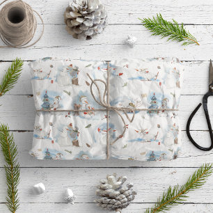 Papel De Presente Diversão Winter Snowman Kids Cartoon Christmas Sta
