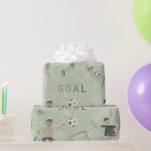 Papel De Presente Divertido- Fofo crianças brincando de futebol