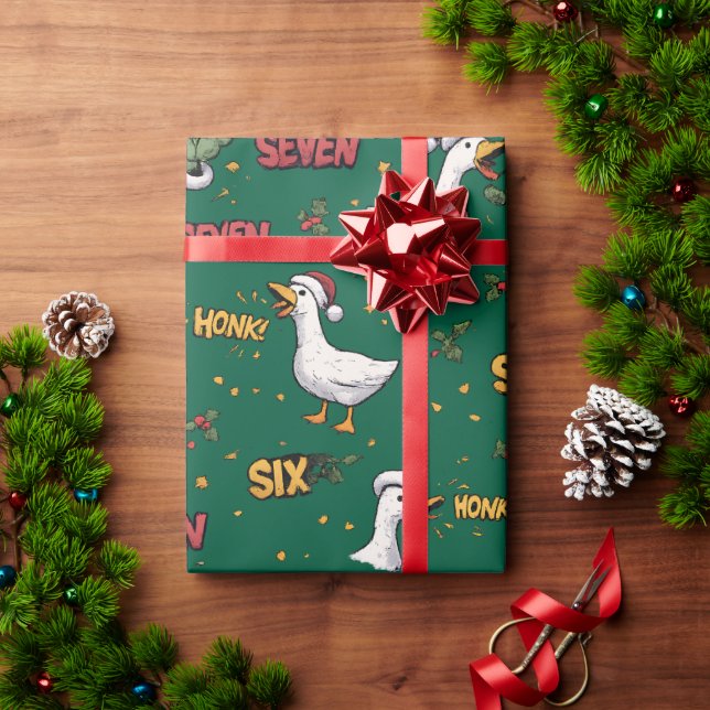 Papel De Presente Divertido Seis Sete Buzina Ganso Natal verde Meme  (Presente de Natal)