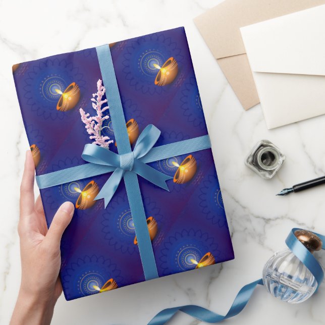 Papel De Presente Diwali com Diya (Presentear)