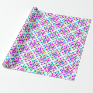 Papel De Presente Diwali Giftwrap: Cor-de-rosa, azul, Padrão Branco 