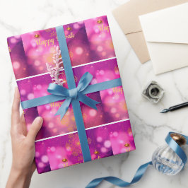 Papel De Presente Diwali Purple Dourado Mandala Lamps