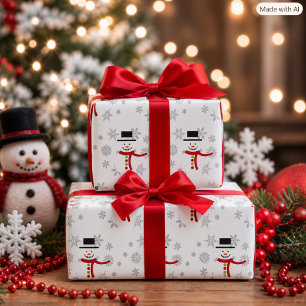 Papel de Presente do Boneco de Neve e Flocos de Ne