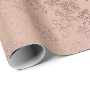 Papel De Presente Do damasco floral Dourado de Delicat do rosa do