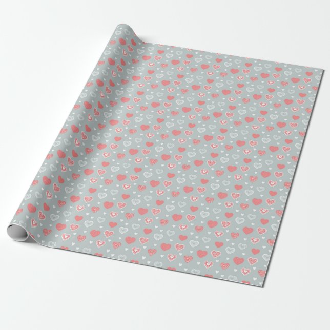 Papel de Presente do Dia dos Namorados – Padrão de (Desenrolado)
