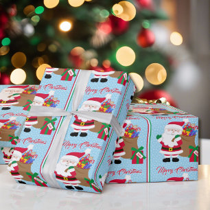 Papel De Presente Do Papai Noel, adicione o nome da criança Natal