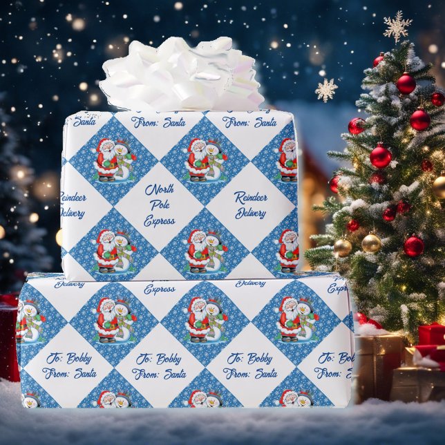 Papel De Presente Do Papai Noel Personalizar Nome Neve de Natal (Criador carregado)
