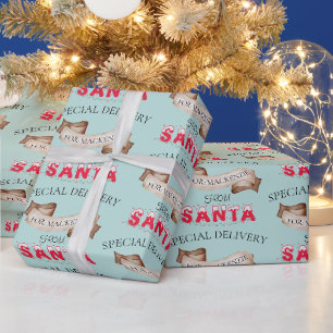 Papel De Presente Do Papai Noel Seu Nome Vintage Verde-Natal